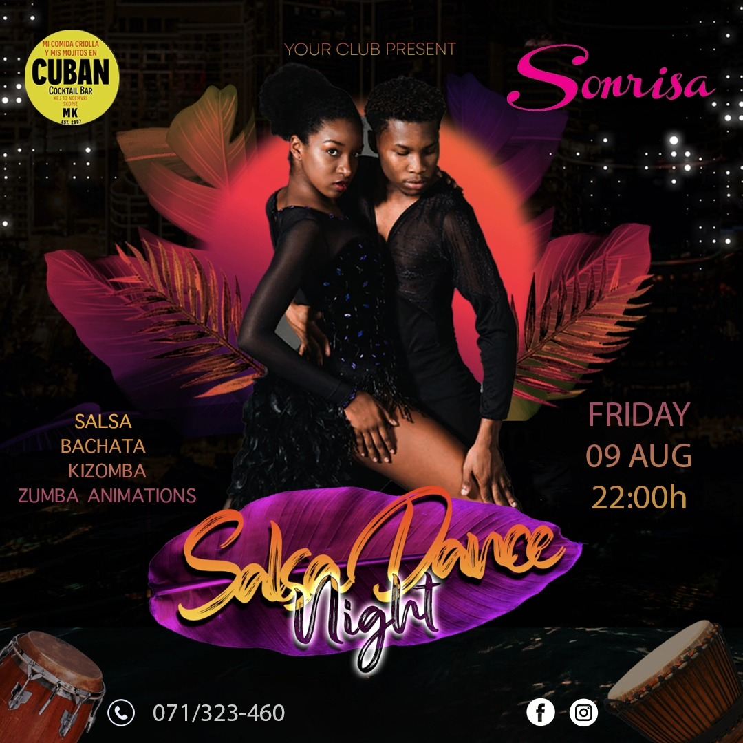 Промо-слика за Salsa Dance Night на Сонриса во Cuban Cocktail Bar, 09.08.2024